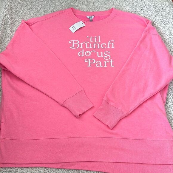 NWT Crown & Ivy Hot Pink Sweeper Sweatshirt - Picture 1 of 8
